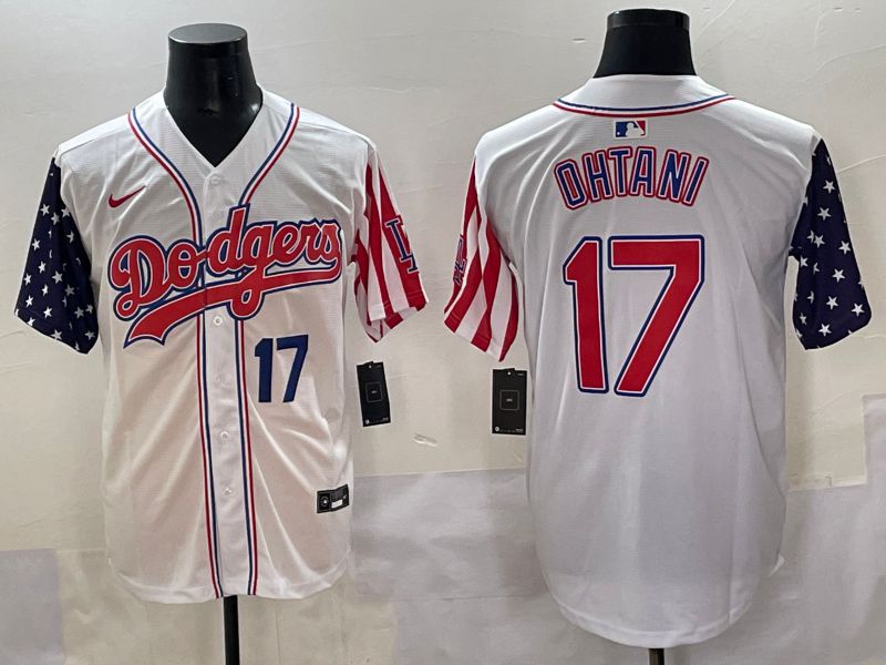 Men 2025 Los Angeles Dodgers #17 Ohtani White a generation of national flags Joint Name Nike MLB Jersey style 2